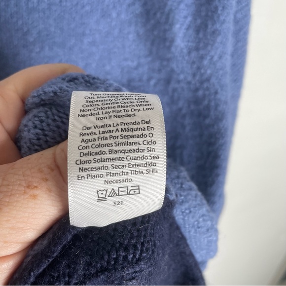 Time & TRU blue color blocked Mockneck knit sweater Large - Picture 5 of 6